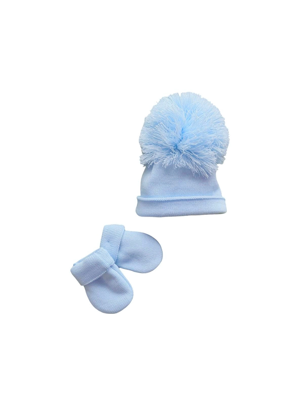 Boys Blue Hat & Mitten Set