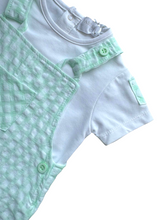 Load image into Gallery viewer, Boys Mint Green Checked Dungaree Short Set - Char-le-maine | Luxury Baby &amp; Children's Wear