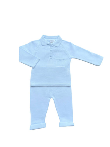 Boys Blue Knitted Trouser Set