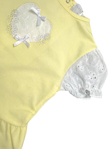 Girls Lemon and White Cotton Shorts Set