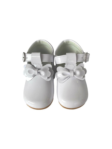 Girls White Patent T-Bar Shoe