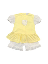 Load image into Gallery viewer, Girls Lemon and White Cotton Shorts Set