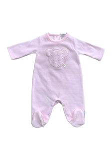 Girls Pink Velour sleepsuit