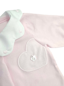 Girls Pink Cotton Babysuit