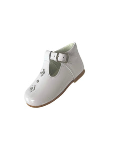 Girls White Patent T-Bar Shoe