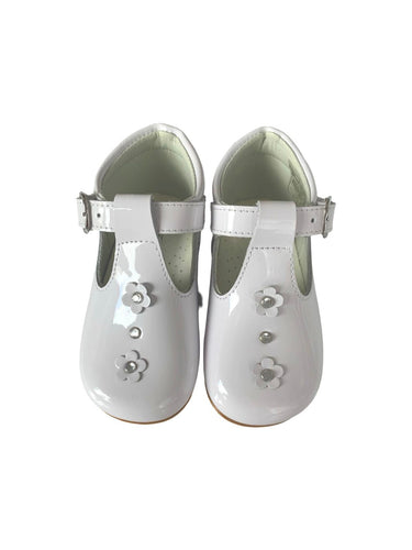 Girls White Patent T-Bar Shoe