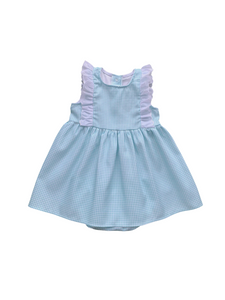 Girls Mint Green Gingham Dress and Pant Set