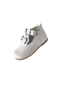 Girls White Patent T-Bar Shoe