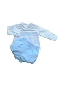 Boys White & Blue Shorts Set