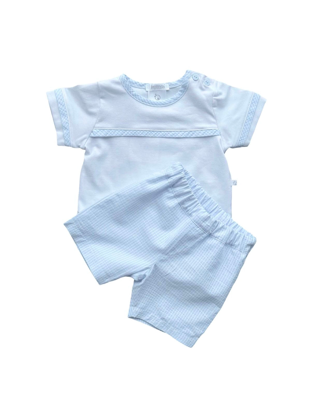 Boys Blue and White Cotton Short Set