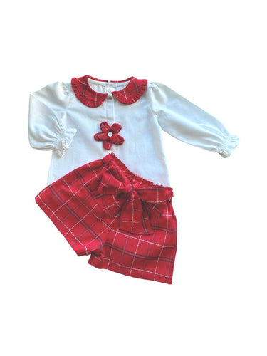 Girls Red & White Short Set