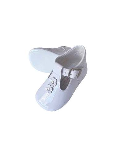 Baby Girls White Patent Pram Shoe