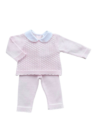 Girls Pink Knit Trouser Set