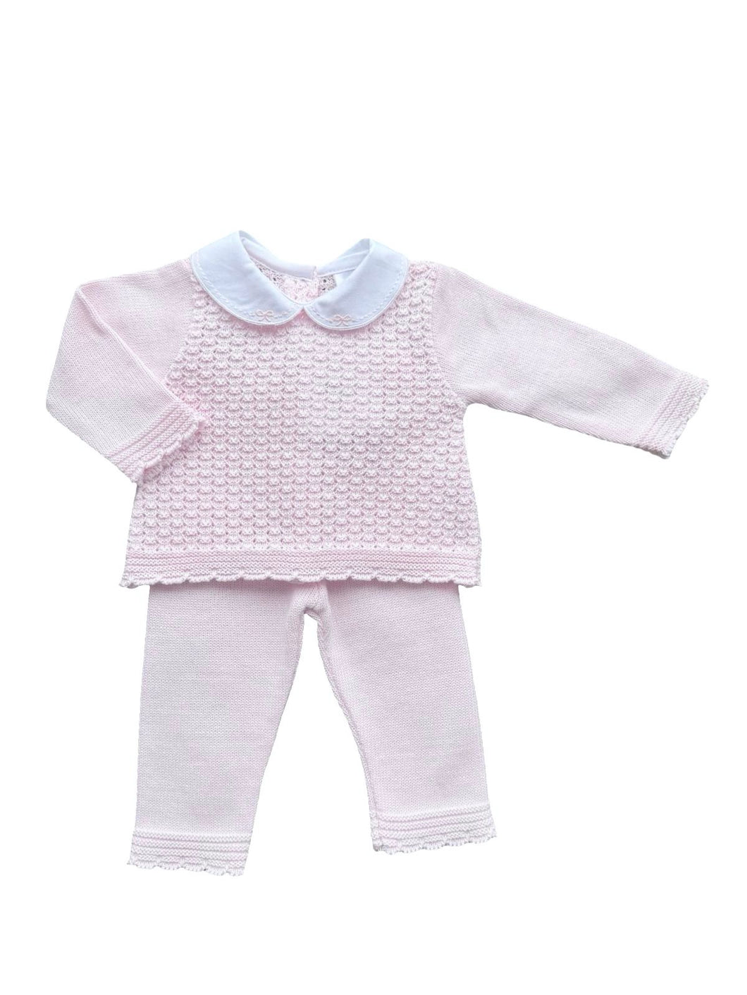 Girls Pink Knit Trouser Set