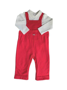 Red Dungaree Trouser Set