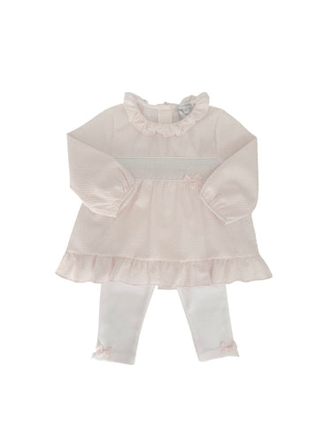 Girls Pink Cotton Top & Legging Set