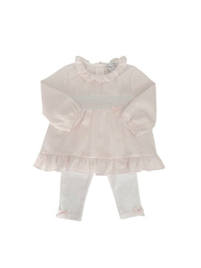 Girls Pink Cotton Top & Legging Set