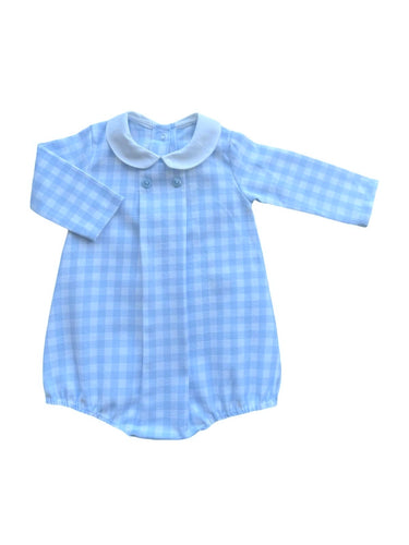 Boys Blue and White Check  Romper