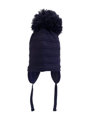 Navy Large Pom Pom Hat