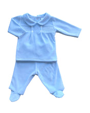 Load image into Gallery viewer, Boys 2-Piece Blue Velour Cotton Set