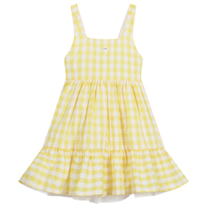 Girls Lemon Gingham Dress