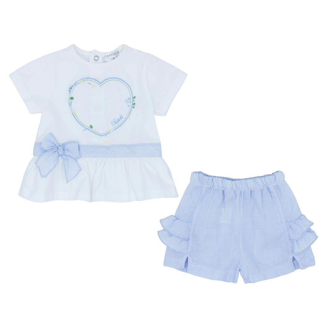 Girls Blue and White 2-Piece Short Set