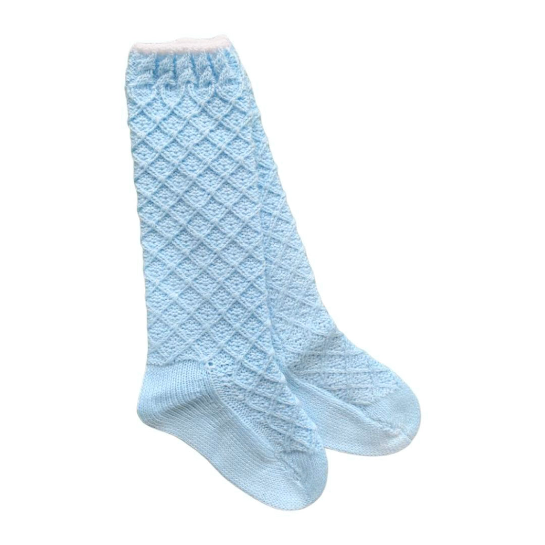 Pale Blue Knitted Knee High Socks