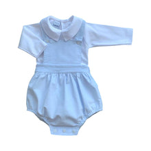 Load image into Gallery viewer, Blue &amp; White Dungaree Set