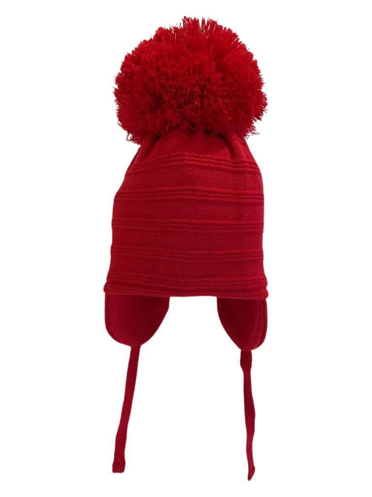 Red Large Pom Pom Hat