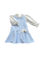 Load image into Gallery viewer, Girls Blue &amp; Ivory Dress and Blouse Set