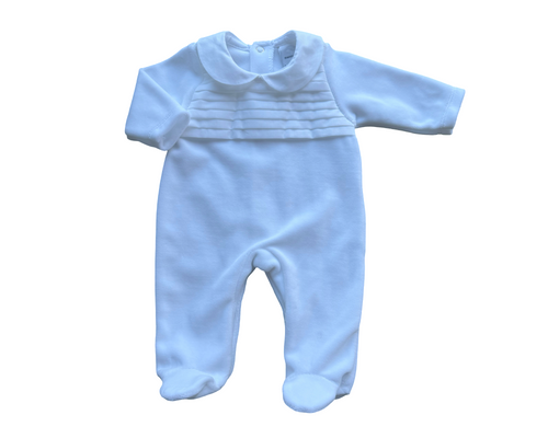 White Velour Babygrow