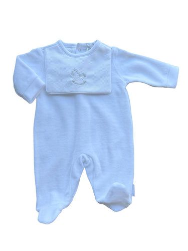 White Velour sleepsuit