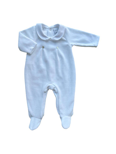 White Velour Babygrow