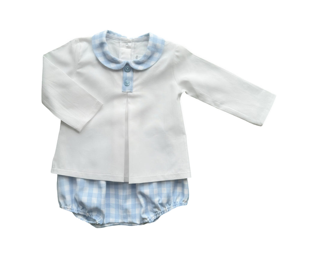 Boys Blue and White Shorts Set