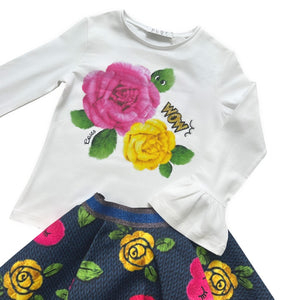 Girls Rose Print Skirt Set - Char-le-maine | Luxury Baby & Children's Wear