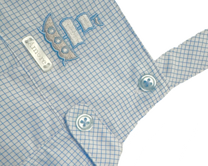 Baby Boys Blue and White  Check Dungaree Set