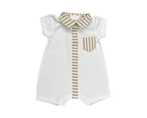Boys Beige & White Stripe Romper