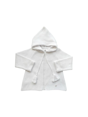 Unisex white cardigan with hood