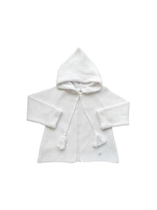 Unisex white cardigan with hood