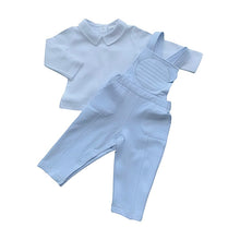 Load image into Gallery viewer, Blue &amp; White Dungaree Set