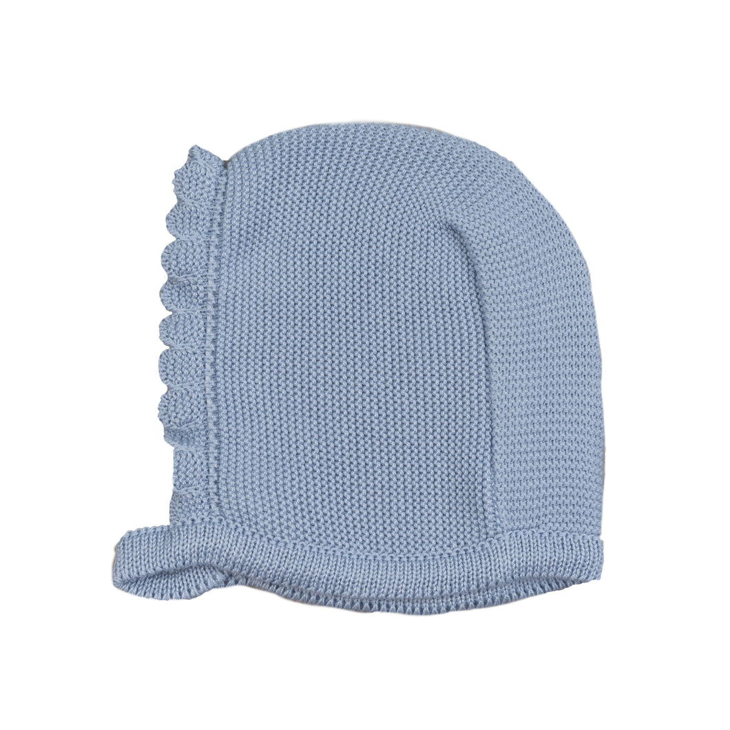 Unisex Azul Blue Knitted Baby Bonnet