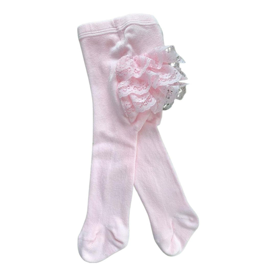 Pink Cotton Frilly Bottom Tights