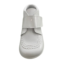Load image into Gallery viewer, Velcro Strap Leather Boot in White Patent no