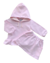 Load image into Gallery viewer, Girls Pink Jersey Hooded Skirt Set
