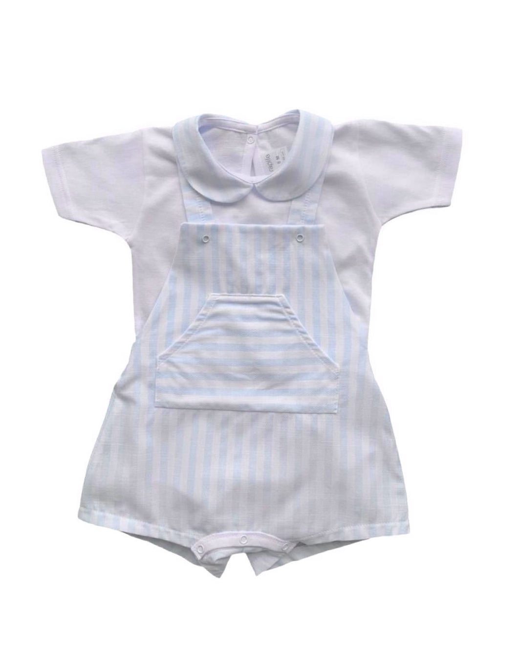 Blue and White Stripe Dungaree Set