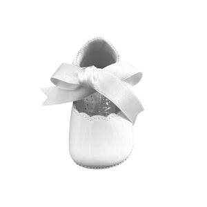 Girls White Patent Pram Shoe - Char-le-maine | Luxury Baby & Children's Wear