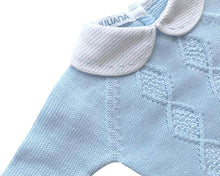 Load image into Gallery viewer, Boys Pale Blue and White Knitted 3-Piece Set