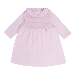 Pale Pink Cotton Velour Top and Dress Set