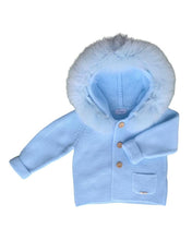 Load image into Gallery viewer, Unisex blue Fur Knit Coat