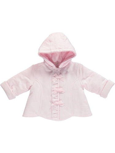 Girls Pink Hooded Cotton Jersey Coat